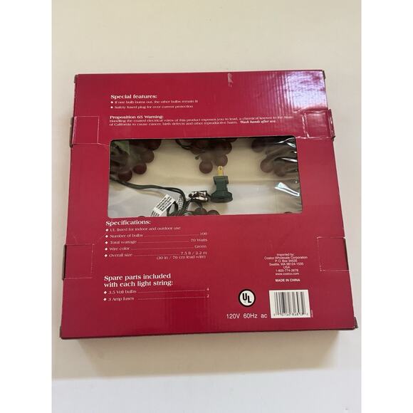 Vintage Set of RED GRAPE CLUSTER LIGHTS 6 Clusters On String Indoor/Outdoor NEW - Picture 7 of 9